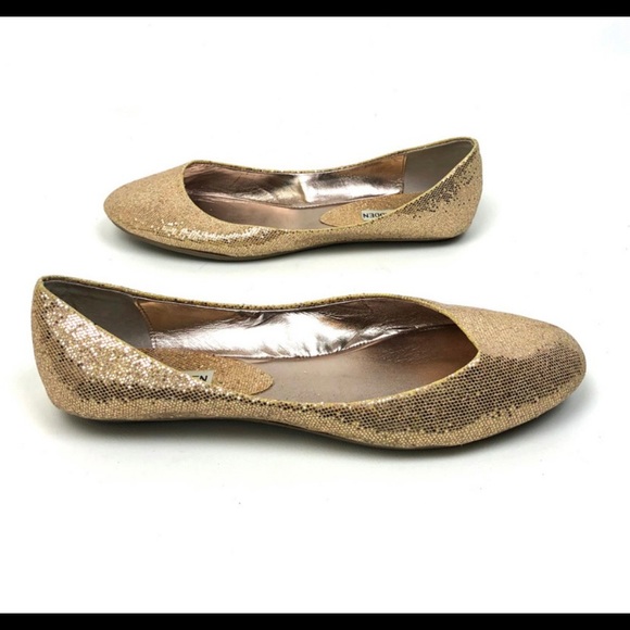 Steve Madden Sequined Gold Ballet Flats - Picture 3 of 7